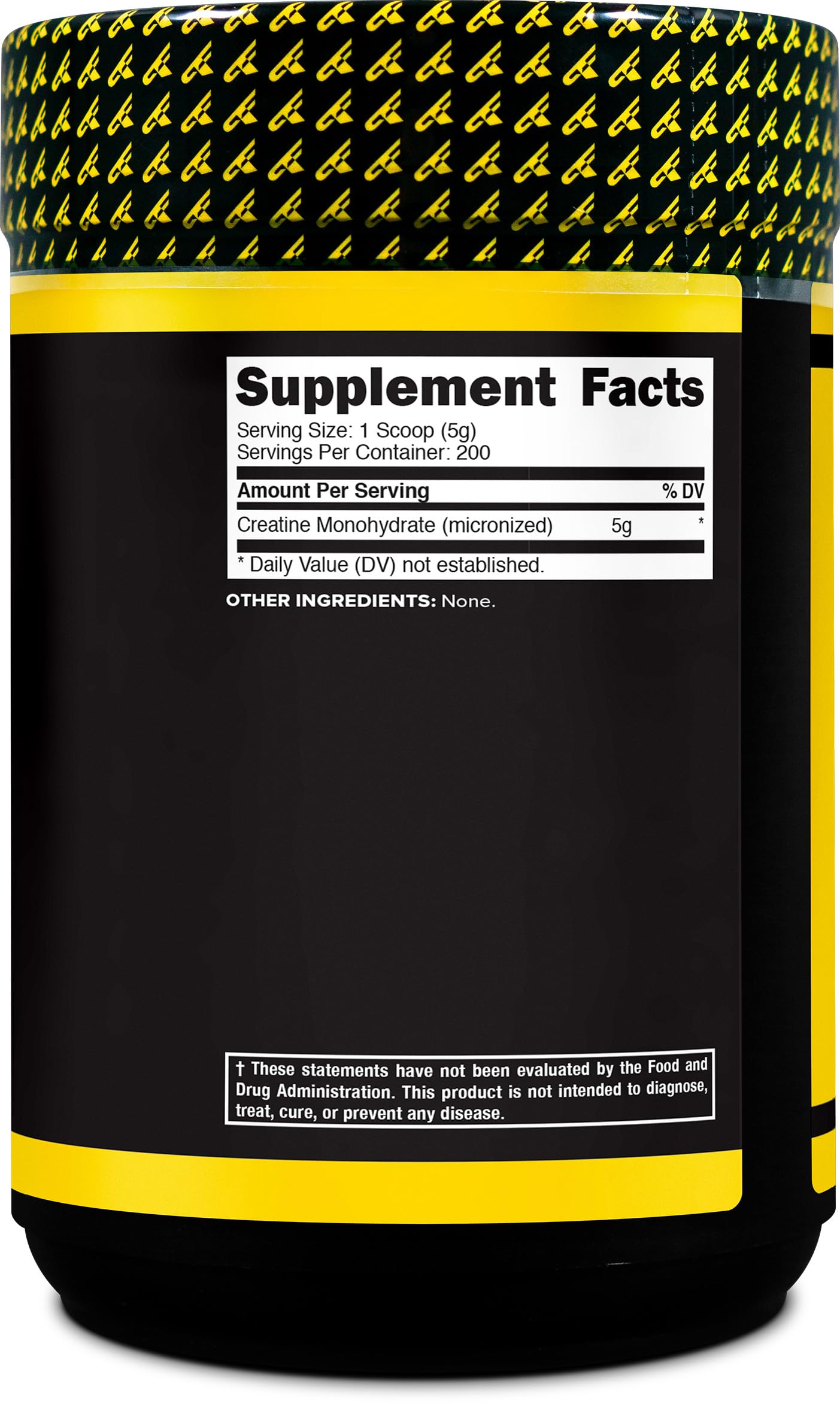 Primaforce Creatine Monohydrate label close-up, gluten-free and non-GMO.