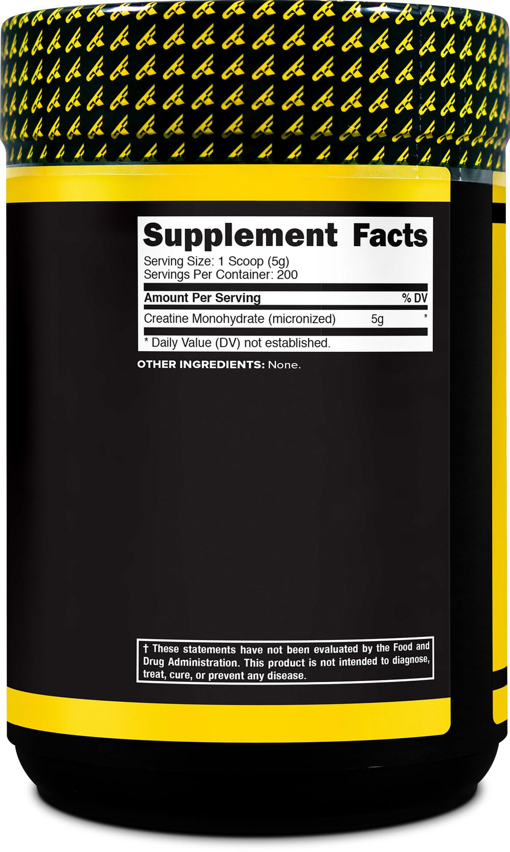 Primaforce Creatine Monohydrate label close-up, gluten-free and non-GMO.