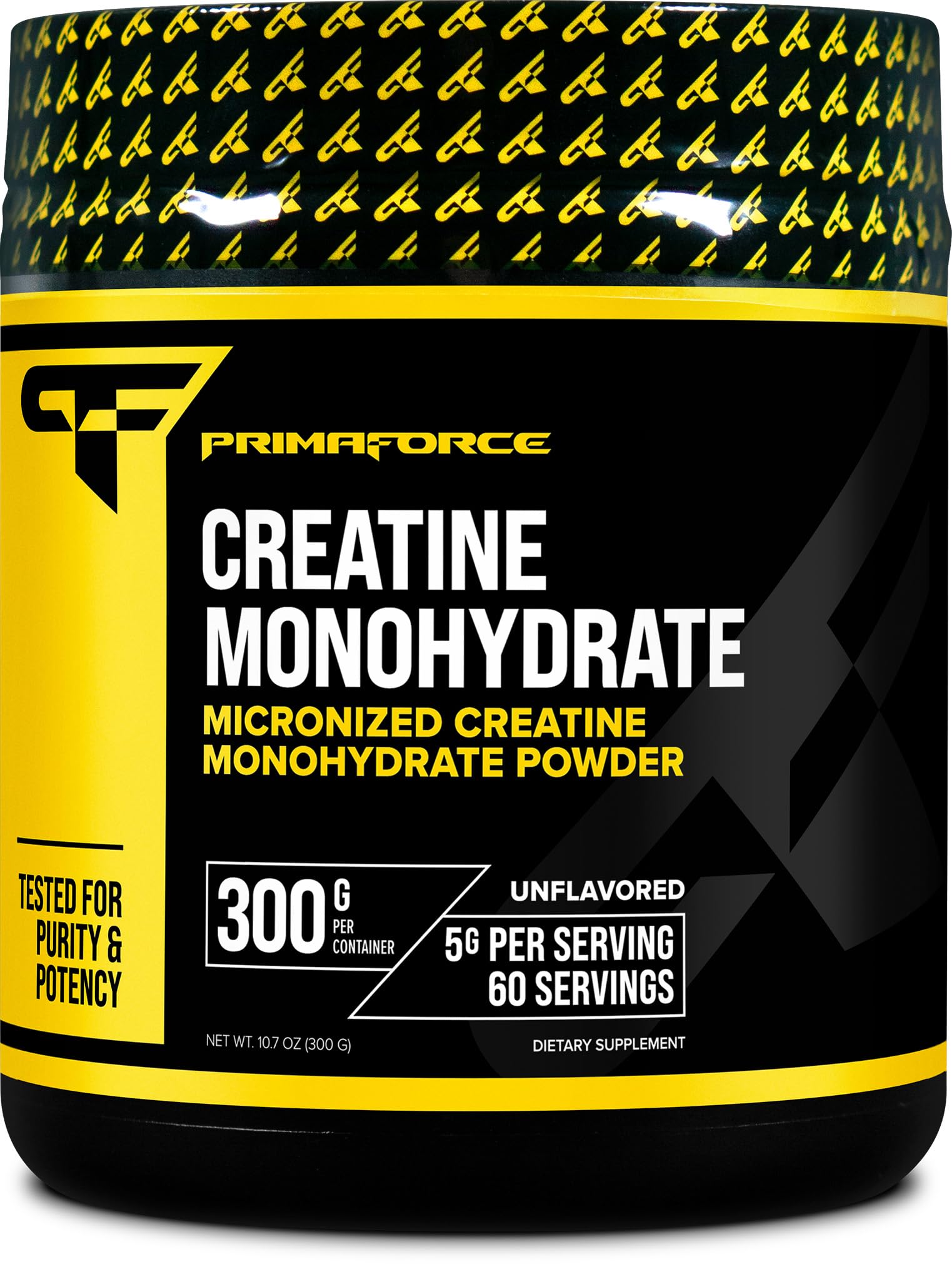 Primaforce Creatine Monohydrate powder bottle front view for daily workouts