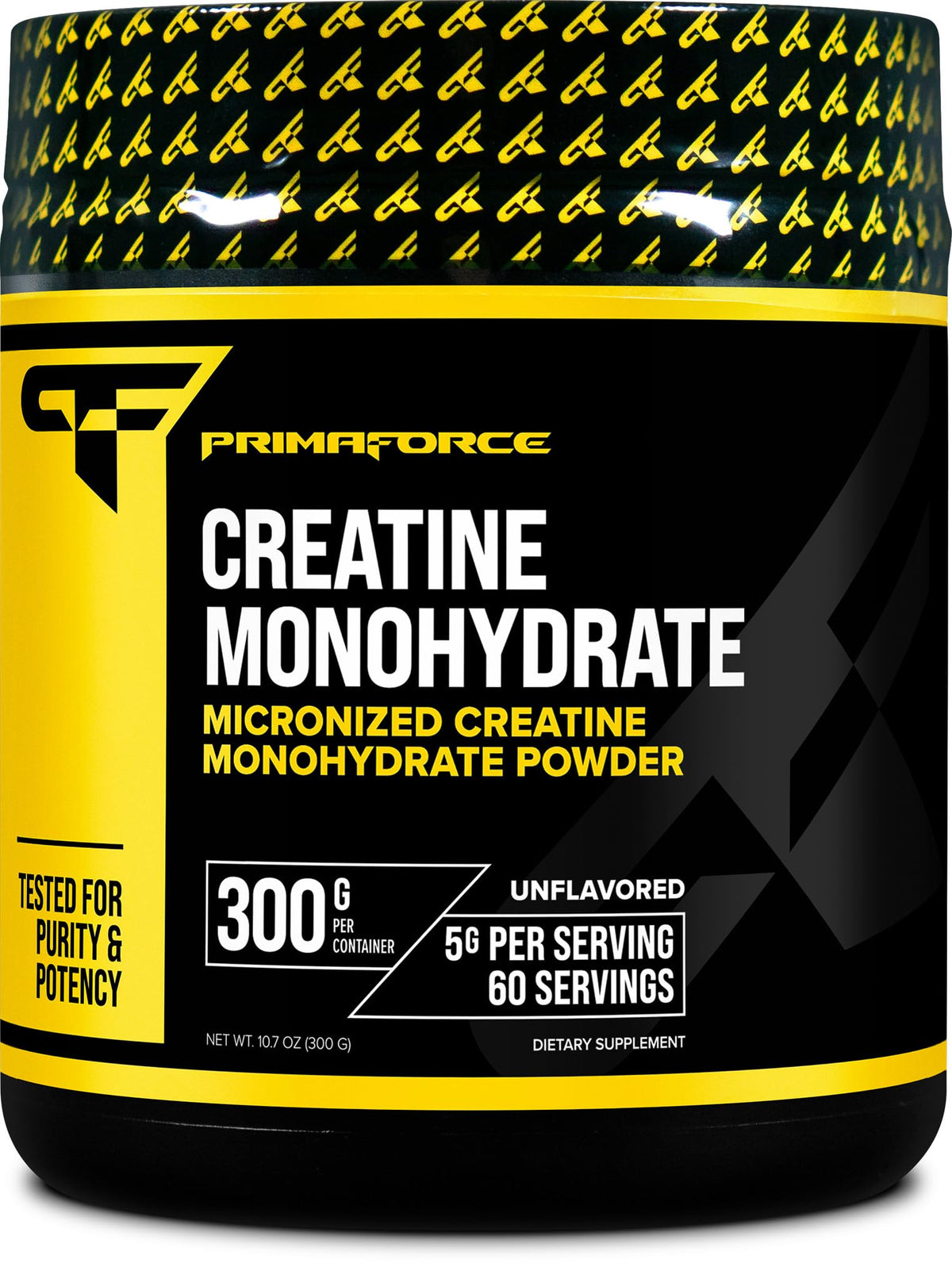 Primaforce Creatine Monohydrate powder bottle front view for daily workouts