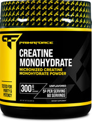 Primaforce Creatine Monohydrate powder bottle front view for daily workouts