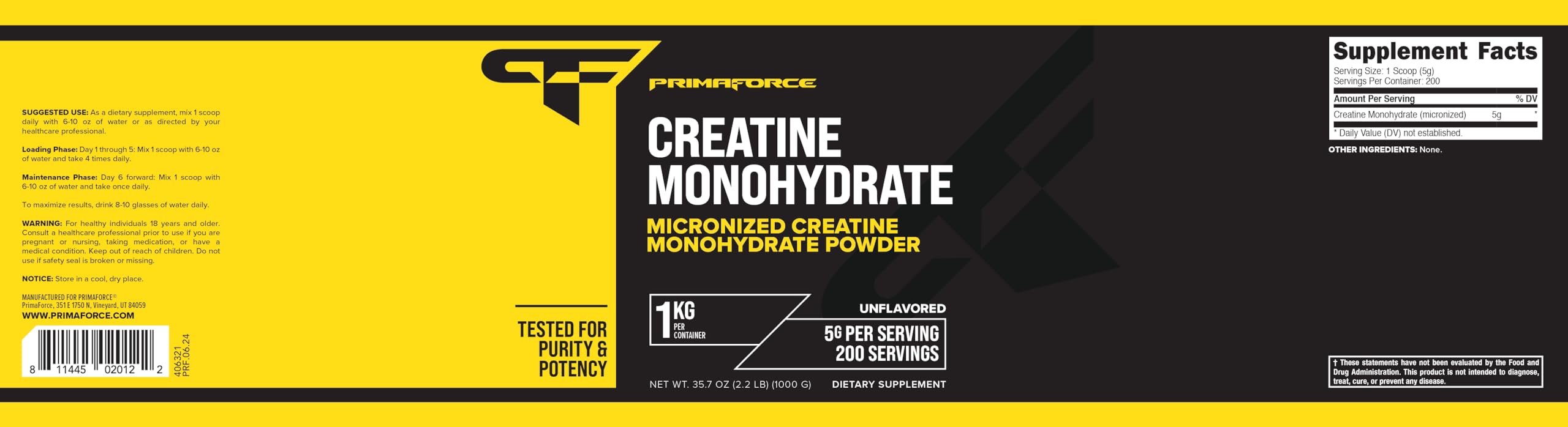 Primaforce Creatine Monohydrate powder in jar, ideal for ongoing training supply.