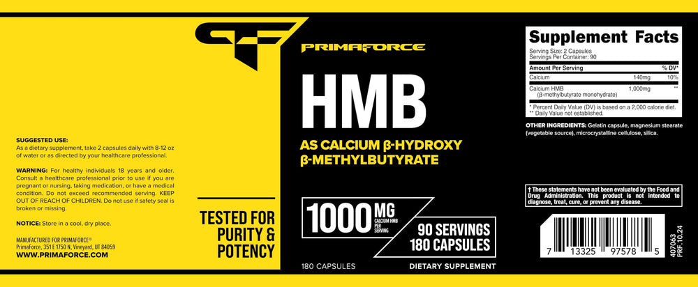 Primaforce HMB non-GMO gluten-free icon reinforces quality and dietary preferences.