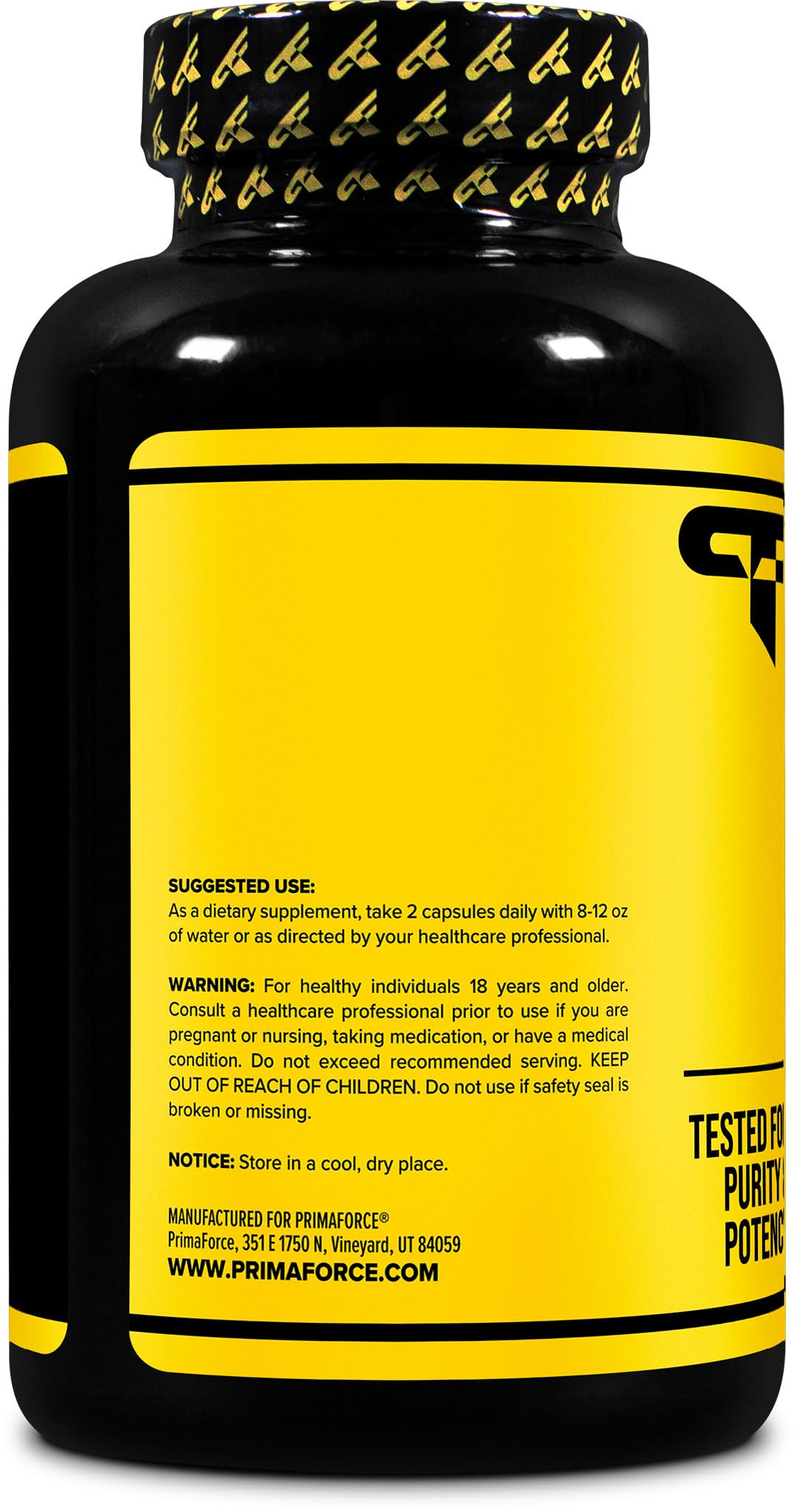 Primaforce HMB two-capsules serving demonstrates the recommended daily dose.