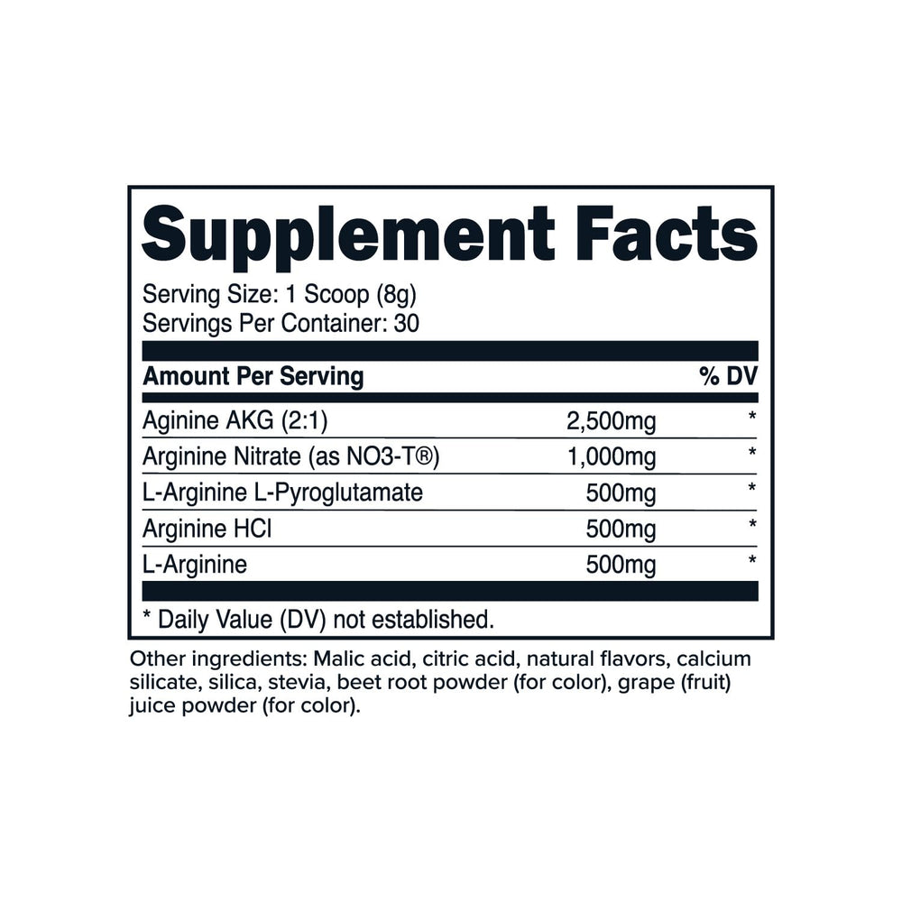 Primaforce L-Arginine Complex Powder mixed berry tub with scoop for daily servings.