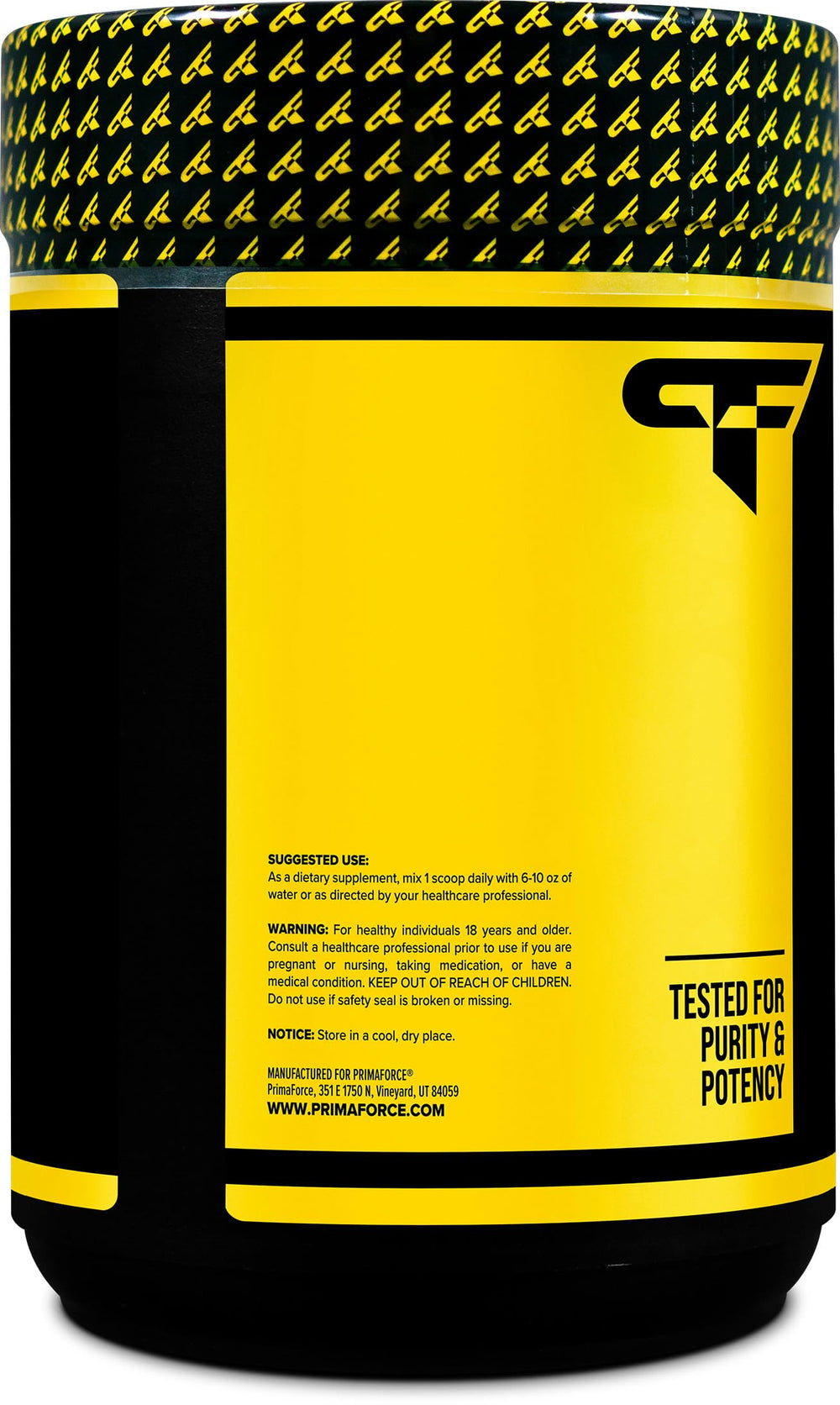 Primaforce L-Citrulline Malate label closeup emphasizing purity and potency.