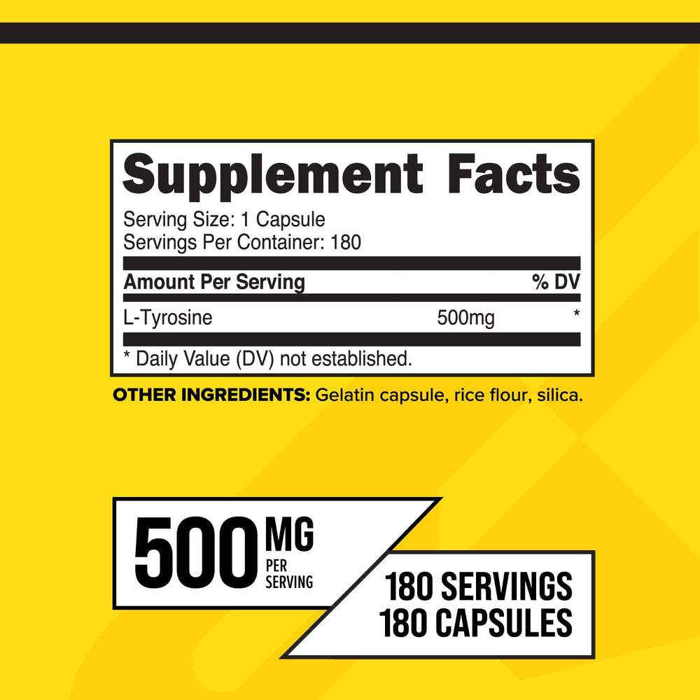 Primaforce L-Tyrosine capsules packaging front highlighting daily-use benefits.