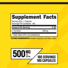 Primaforce L-Tyrosine capsules packaging front highlighting daily-use benefits.