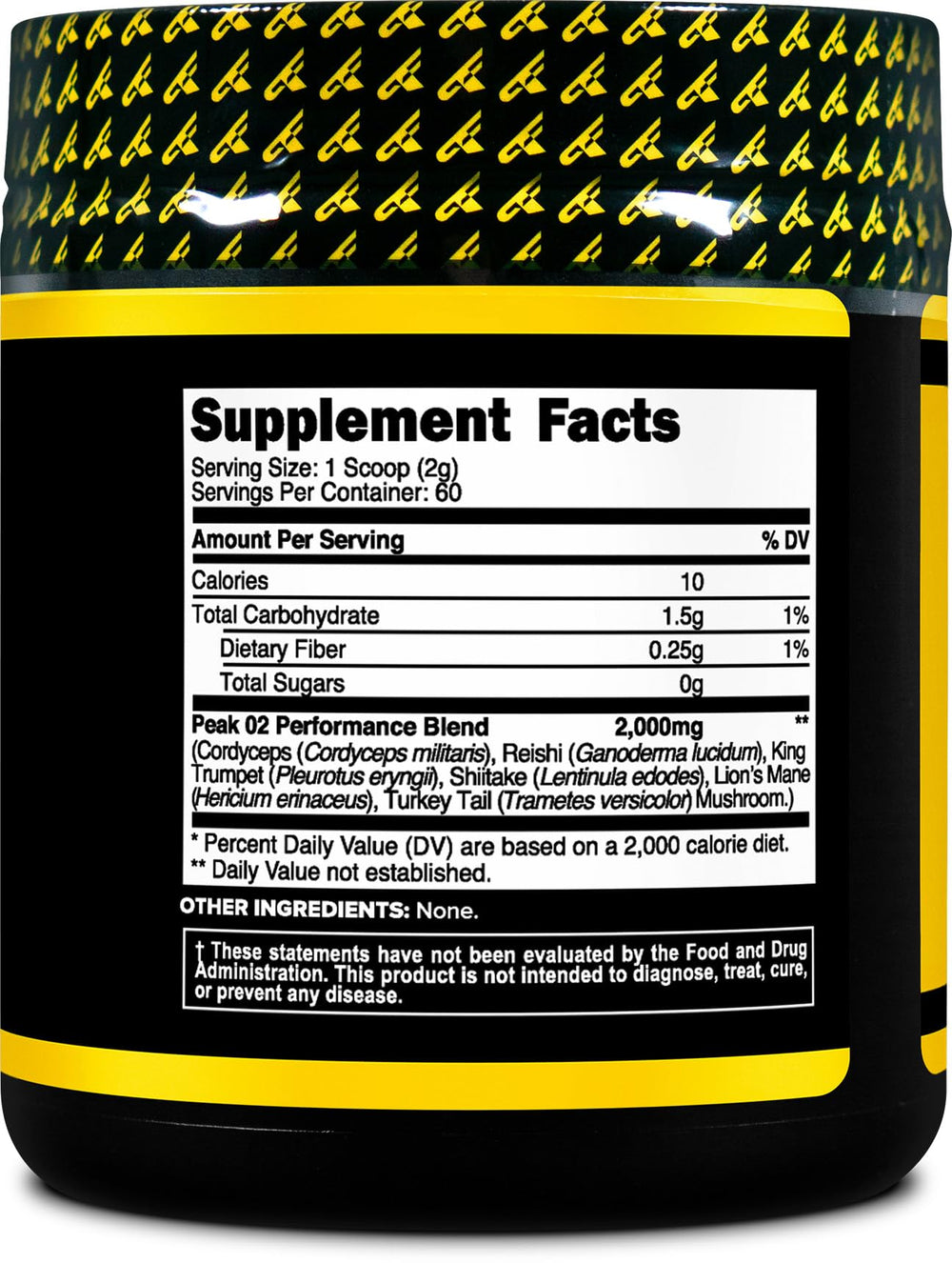 Primaforce Peak O2 scoop and 60 servings per container.