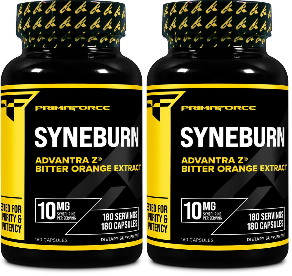 Primaforce Syneburn bottle front, Advantra Z energy support in a premium supplement