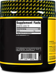 Primaforce taurine powder label close-up emphasizes GMP and FDA registered facility.