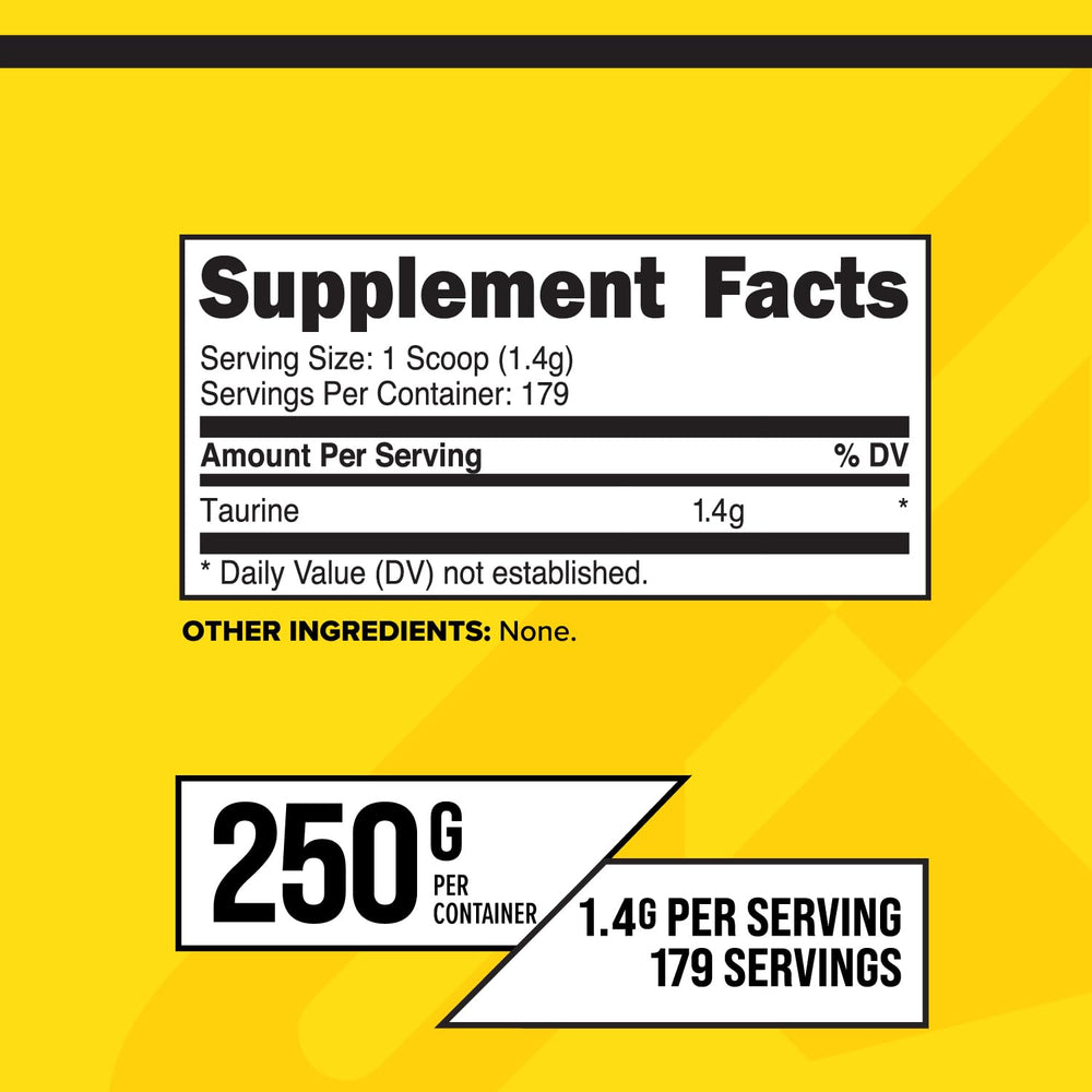 Primaforce taurine powder with serving scoop included for easy measuring.