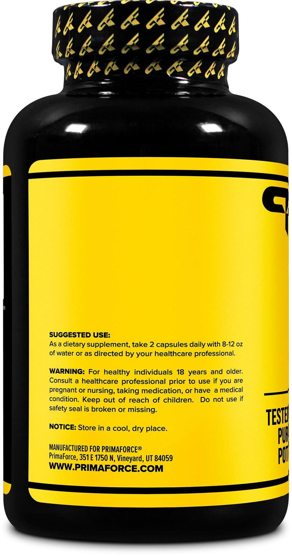 Primaforce Tribulus Terrestris label view showing 1500 mg per serving