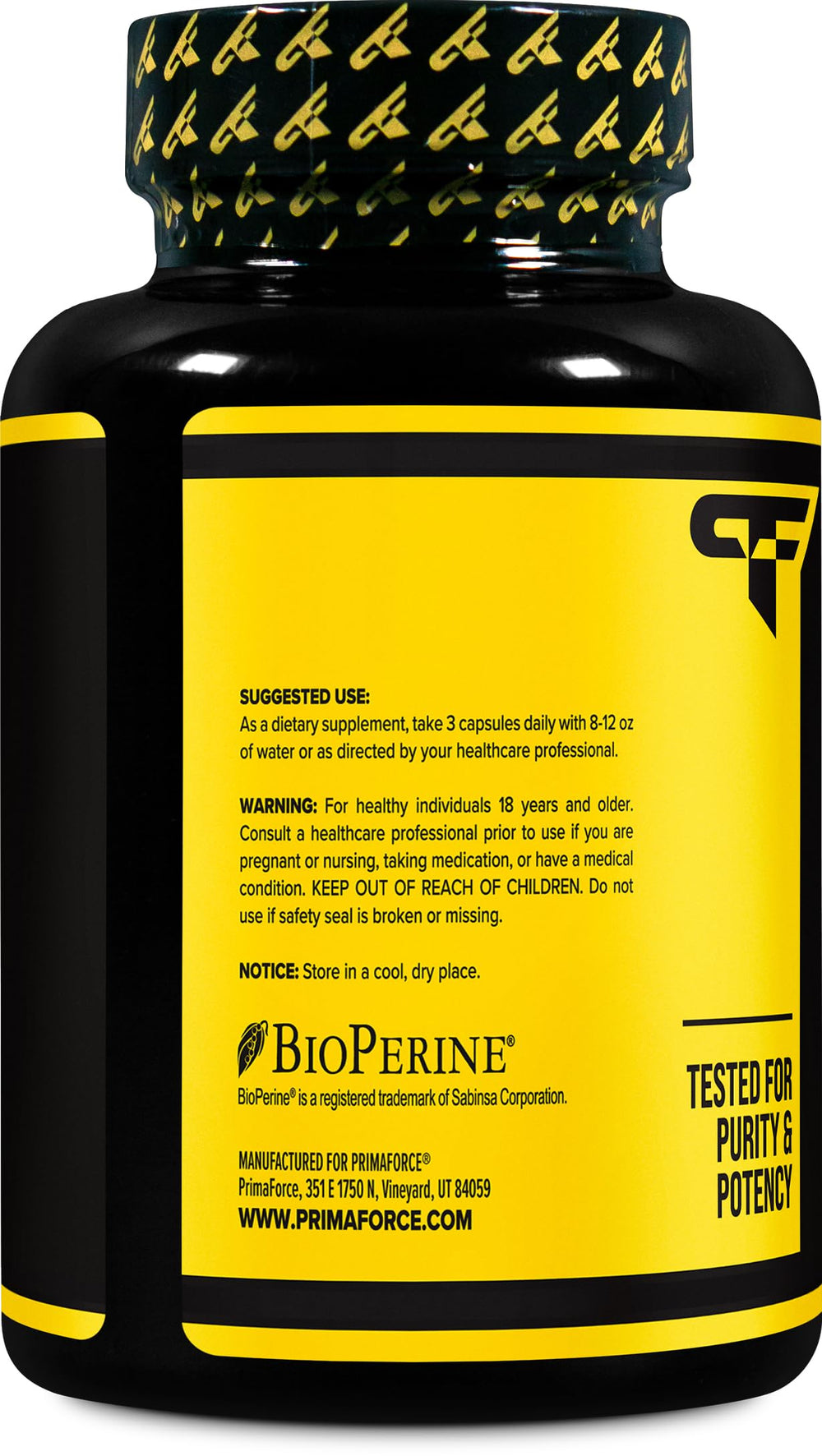 Primaforce Turmeric capsules closeup with 2300 mg per serving