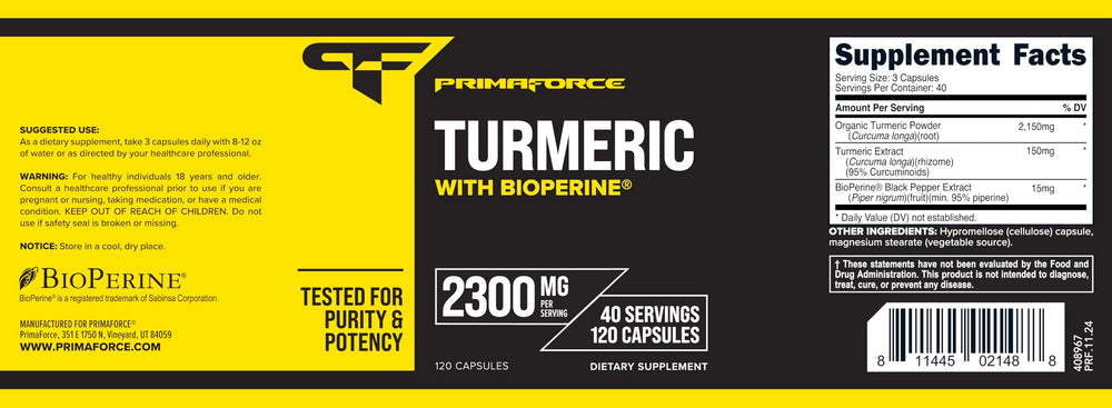Primaforce Turmeric serving for daily three-capsule routine