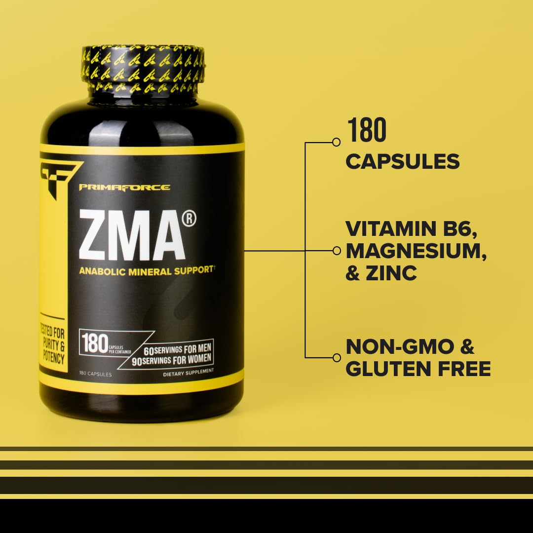 Primaforce ZMA packaging and brand visuals reinforce product authenticity.