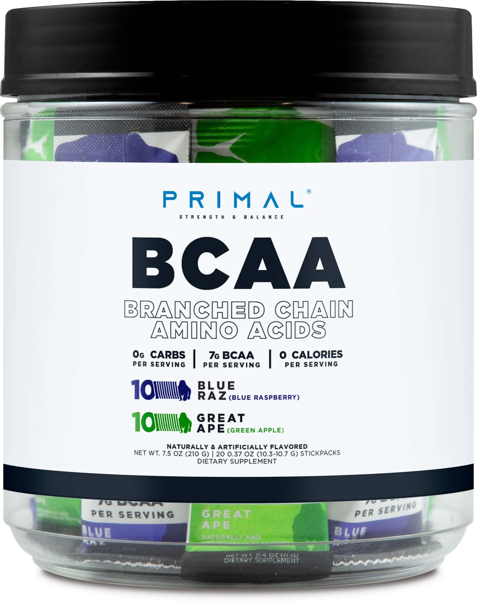 Primal BCAA Variety Pack front view for versatile workouts