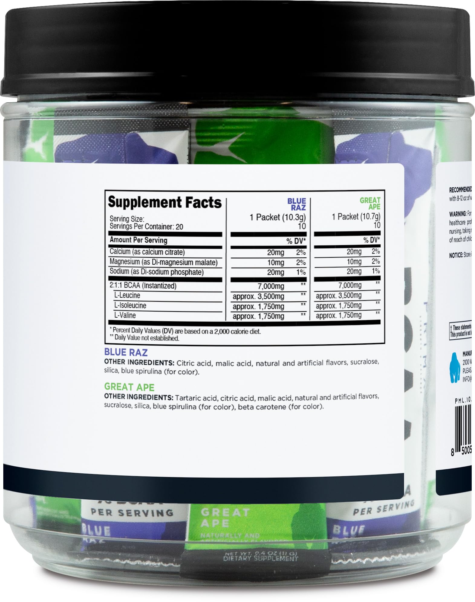 Primal BCAA Variety Pack GMP and third-party testing seal on packaging