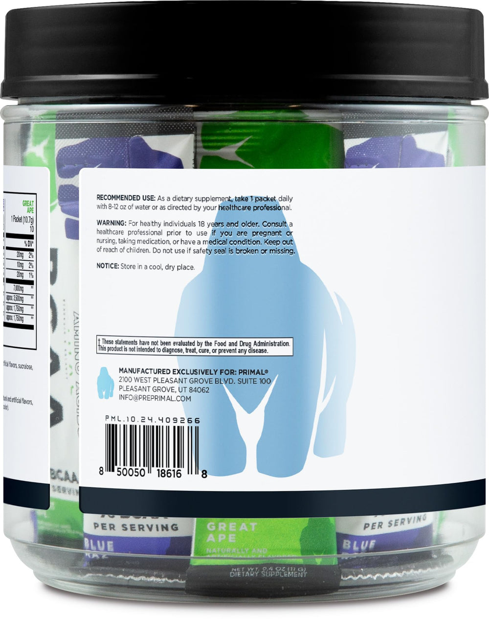 Primal BCAA Variety Pack green apple stickpack for refreshing flavor