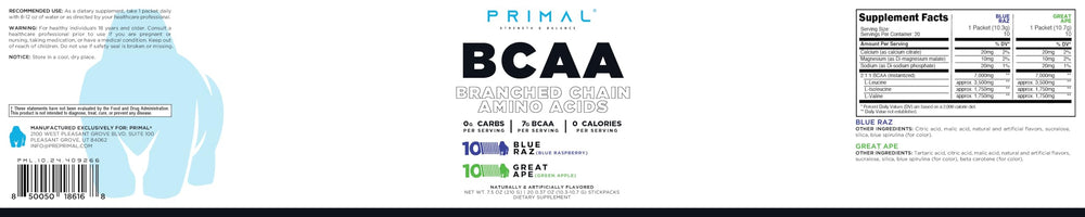 Primal BCAA Variety Pack stickpack opened and poured into water