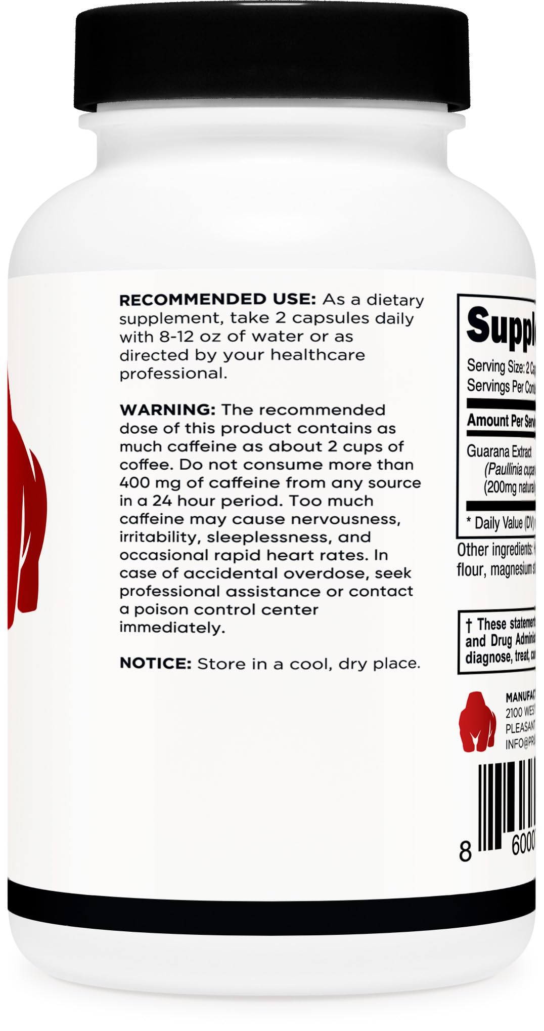 Front packaging of Primal Guarana conveys premium quality in GMP facilities.