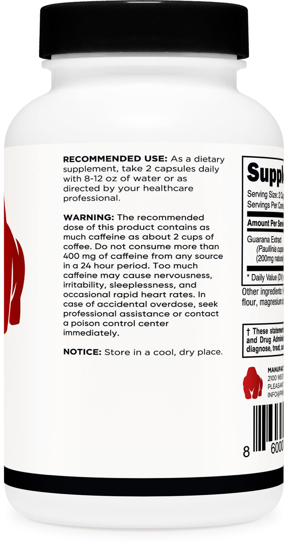 Front packaging of Primal Guarana conveys premium quality in GMP facilities.
