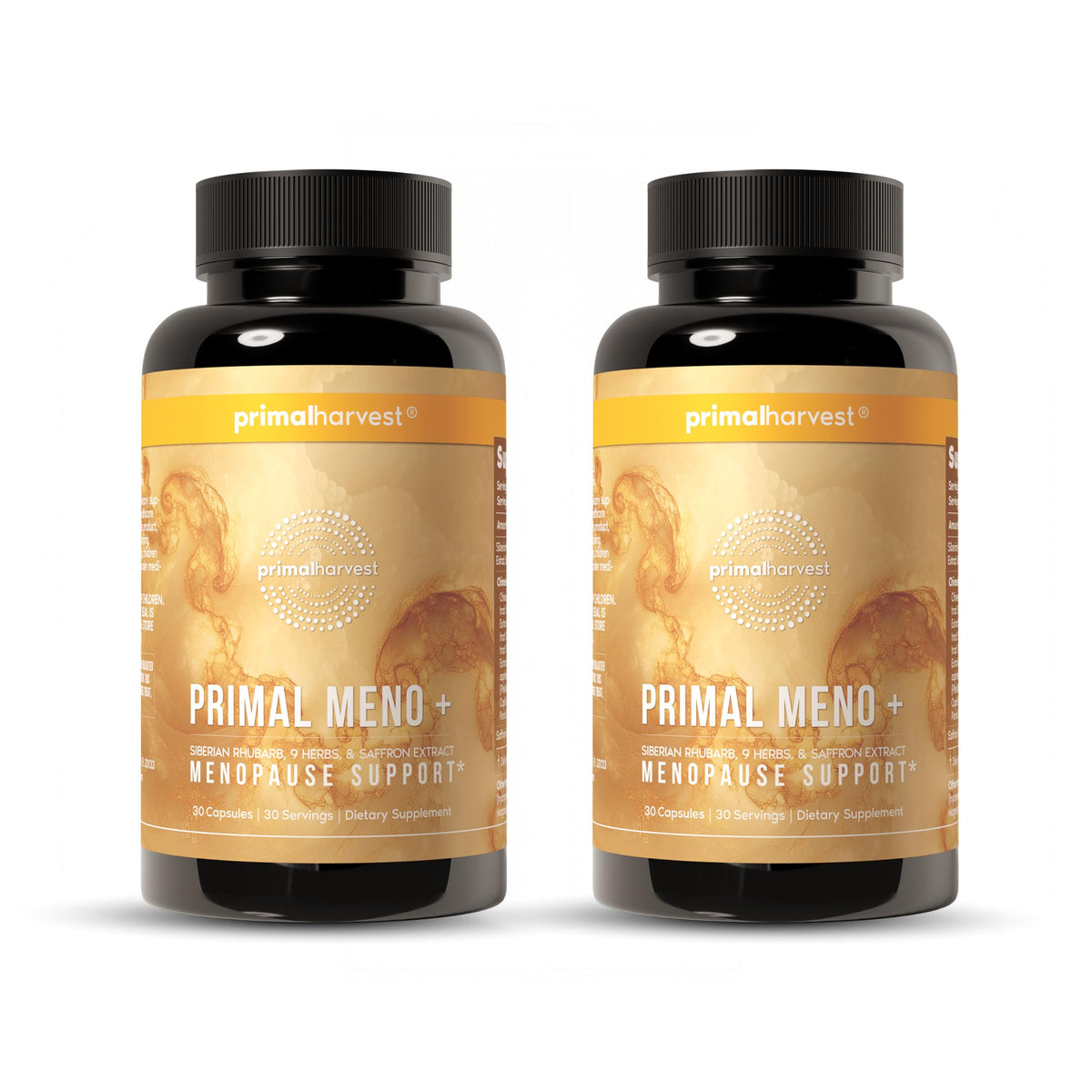 Primal Harvest Meno+ bottle pack for daily menopause support and ease.