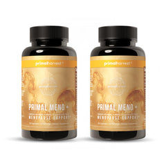 Primal Harvest Meno+ bottle pack for daily menopause support and ease.