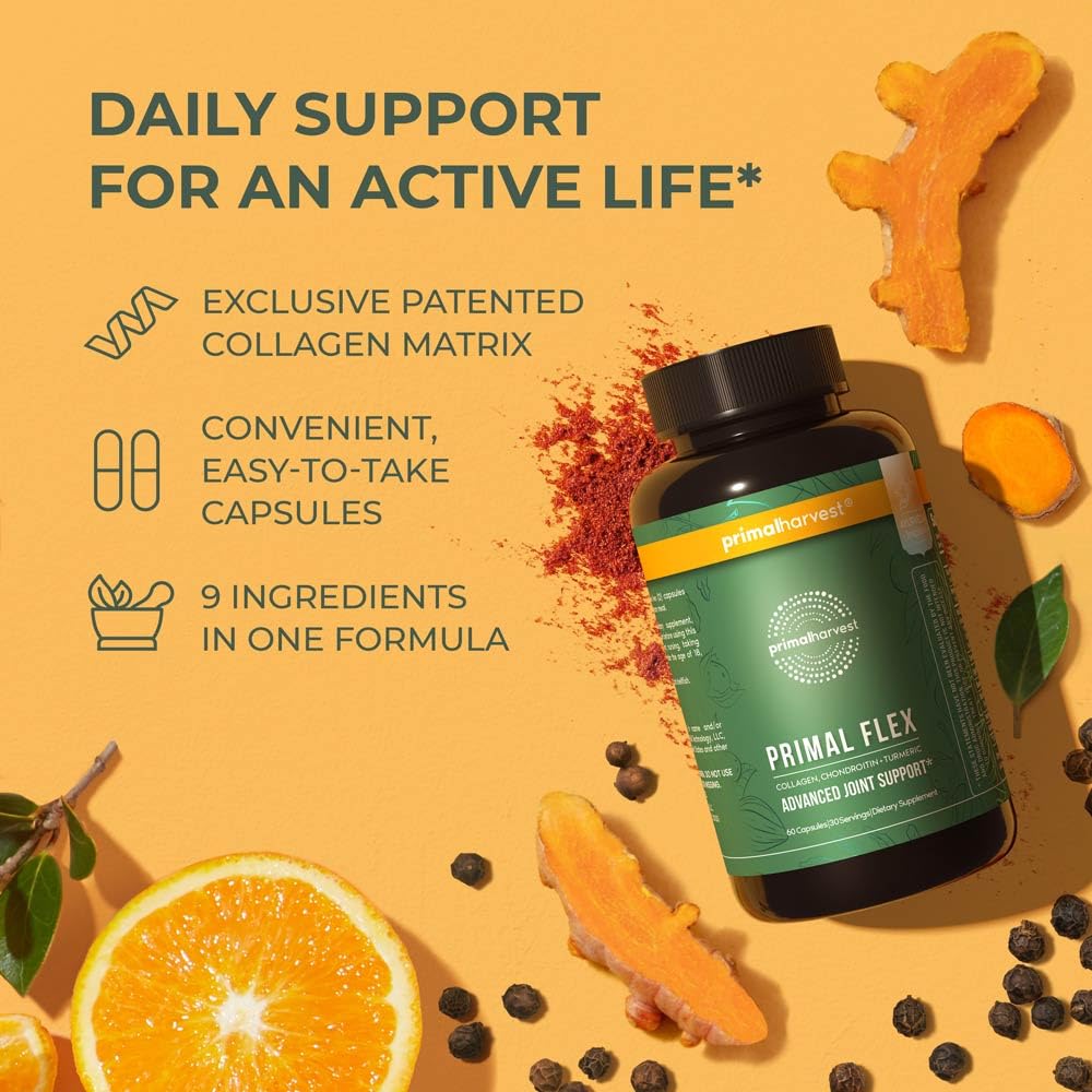 Primal Harvest Primal Flex type II collagen close-up suggesting cartilage support