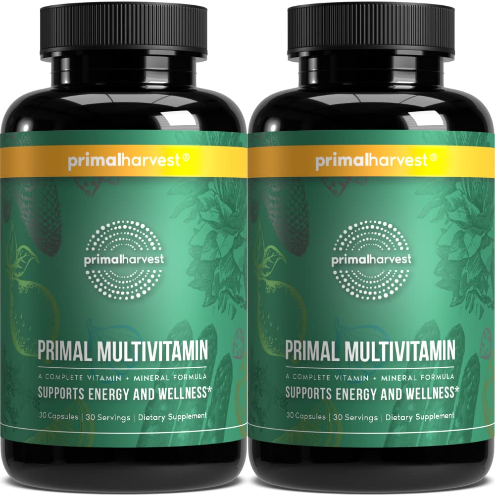 Primal Harvest Primal Multivitamin bottle for daily wellness in a single capsule.