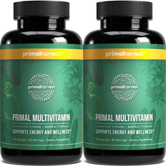 Primal Harvest Primal Multivitamin bottle for daily wellness in a single capsule.