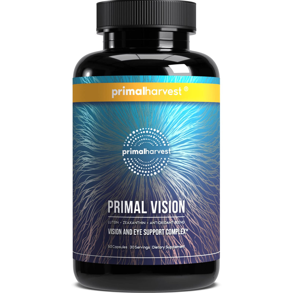 Primal Harvest Primal Vision bottle front supports daily eye comfort during screen time