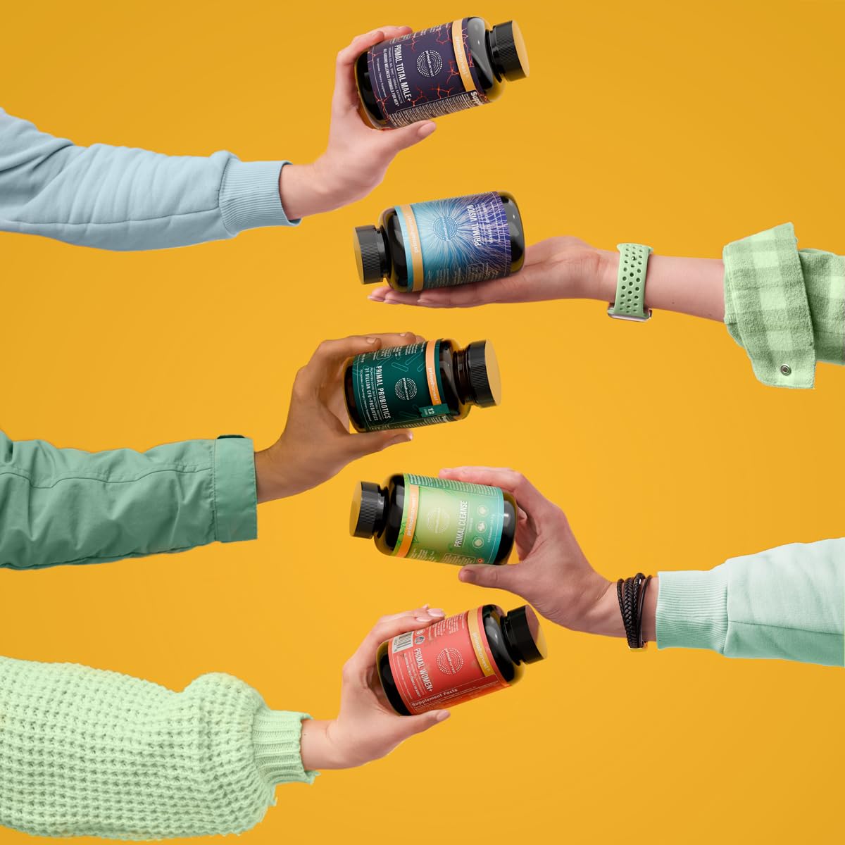 Bottle label illustrates probiotic benefits for digestion.