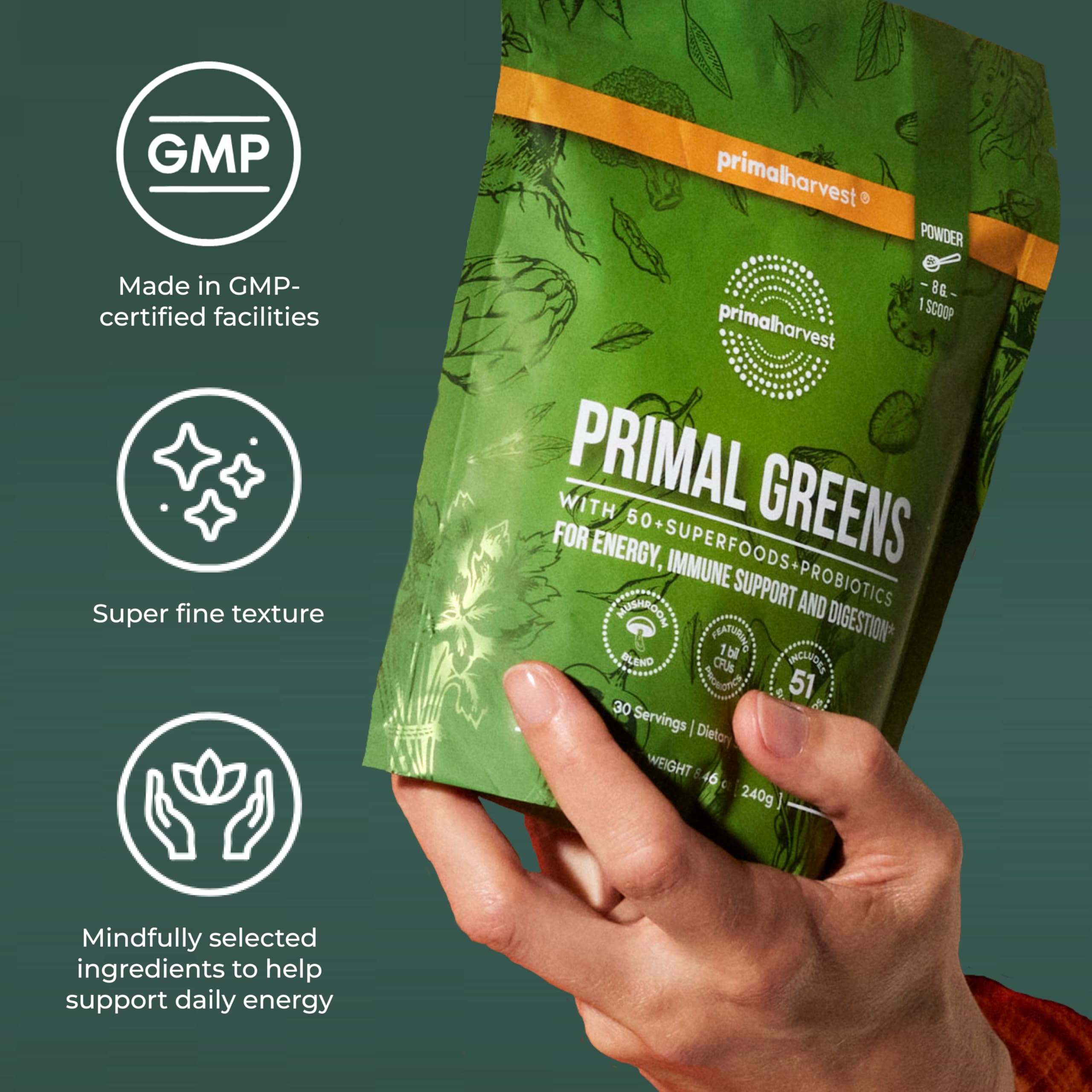 Label emphasizes probiotics and digestive enzymes for gut health
