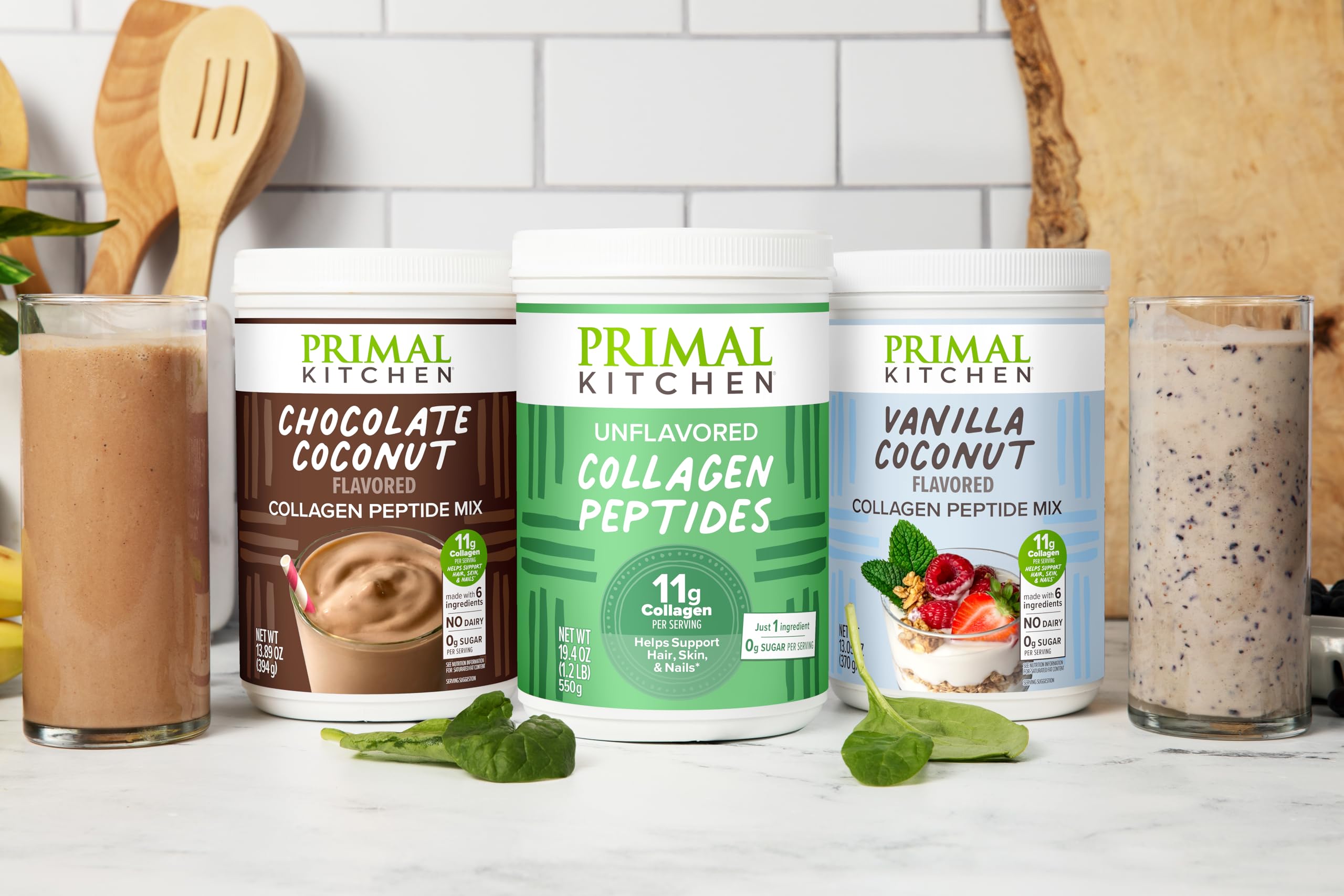 Primal Kitchen chocolate coconut collagen powder prepared for a dessert recipe