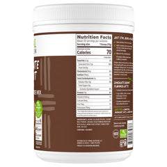Primal Kitchen chocolate coconut collagen being stirred into a glass for a smoothie