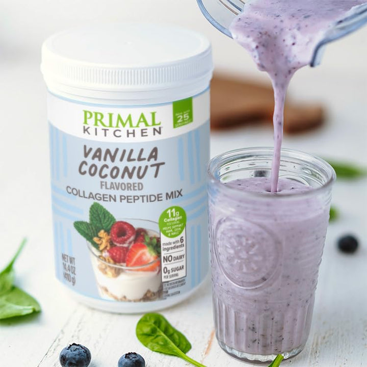 Primal Kitchen Vanilla Collagen Fuel no sugar badge visible.