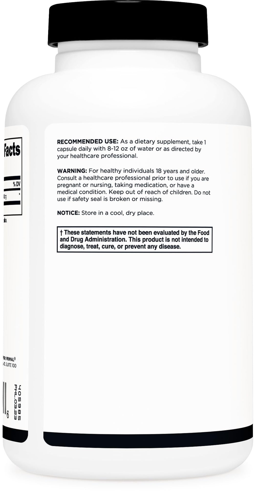 Serving-size view of Primal L-Tyrosine illustrating daily focus use case.