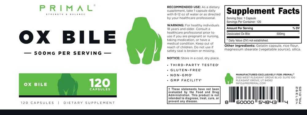 Primal Ox Bile packaging in a clean GMP environment for trust.