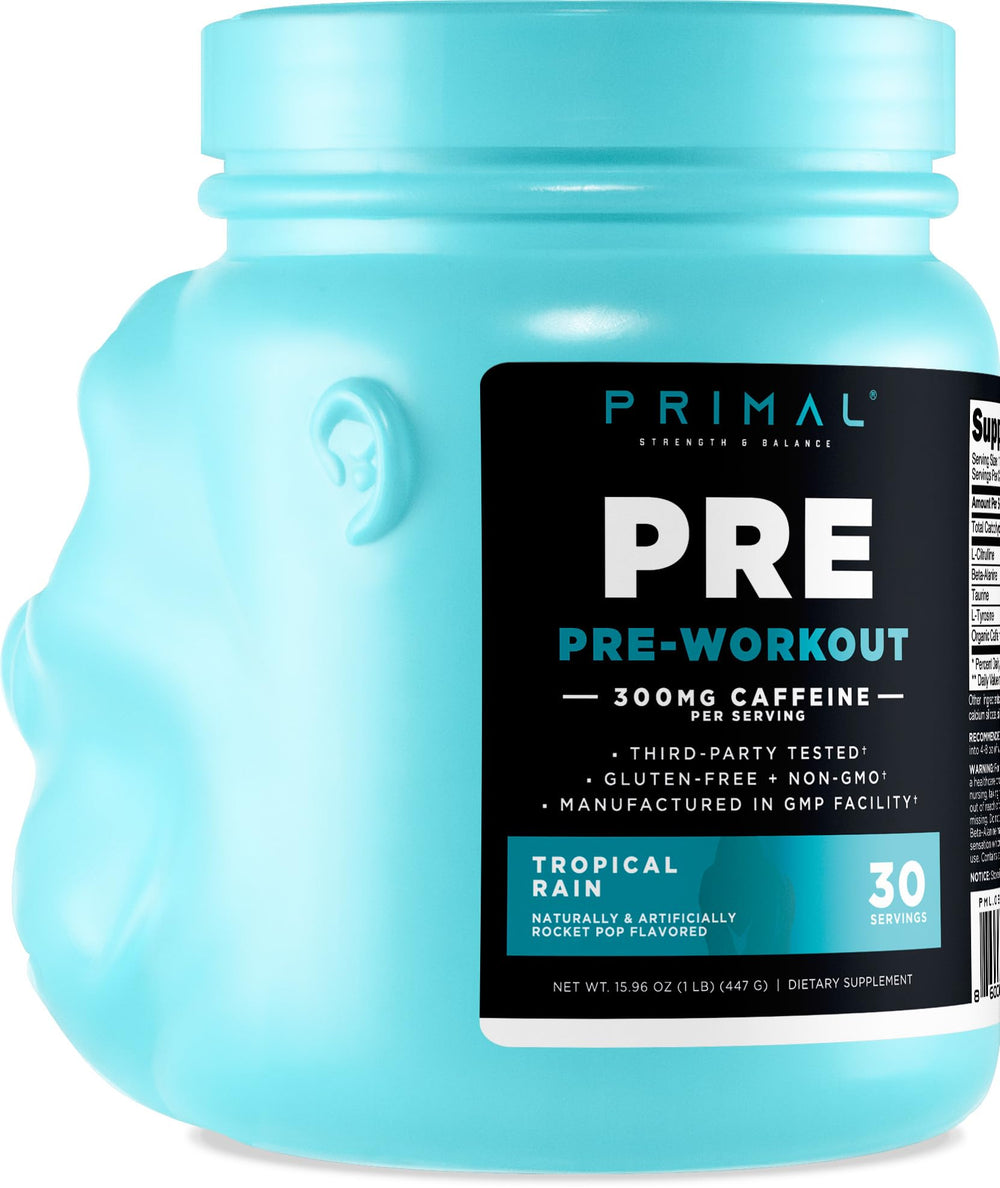 Primal glass with mixed Tropical Rain Rocket Pop shows flavor and texture.