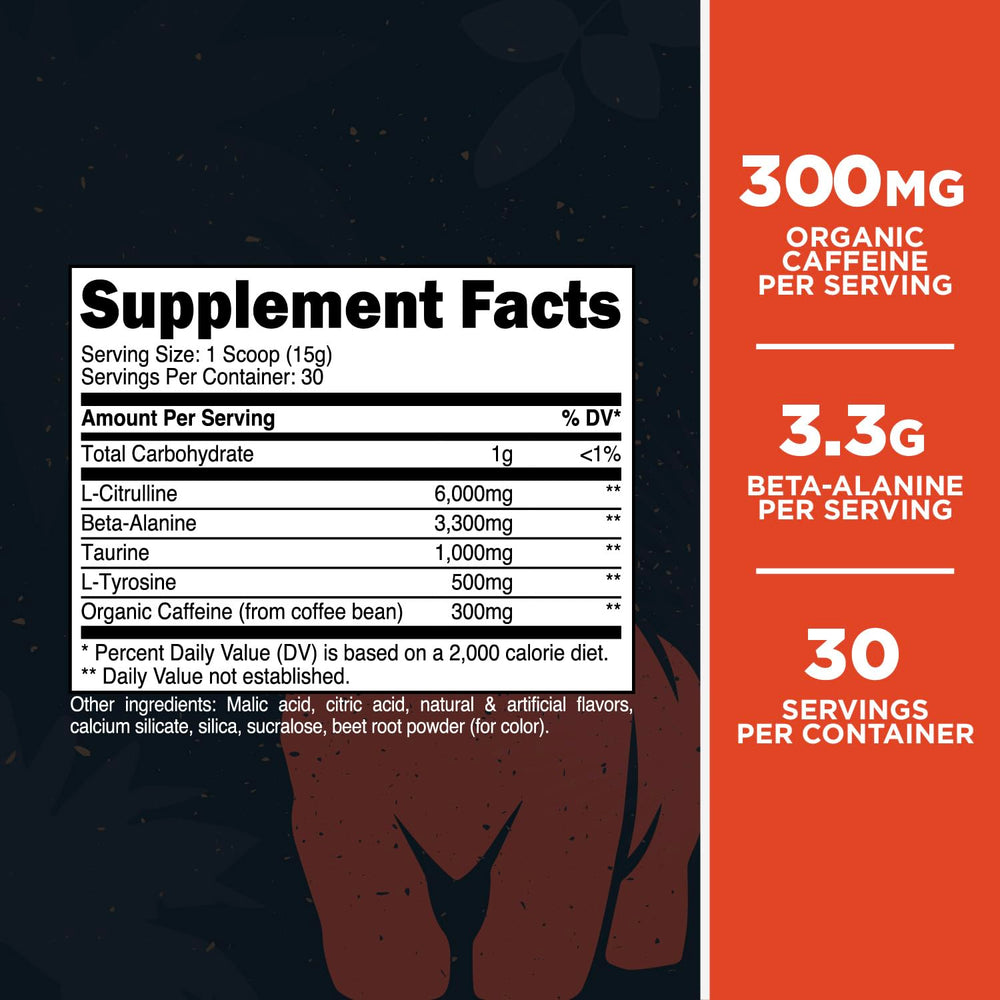 Pour Primal Primate Punch into water for a quick pre-workout energy drink