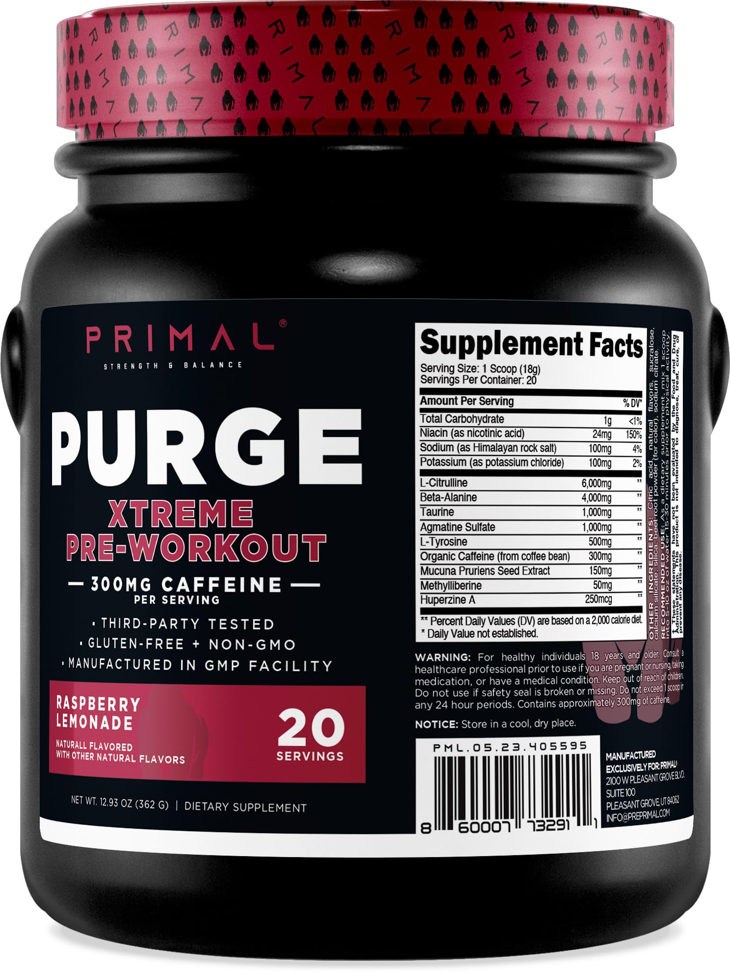 Primal Purge Xtreme GMP-compliant facility depiction emphasizes high manufacturing standards.