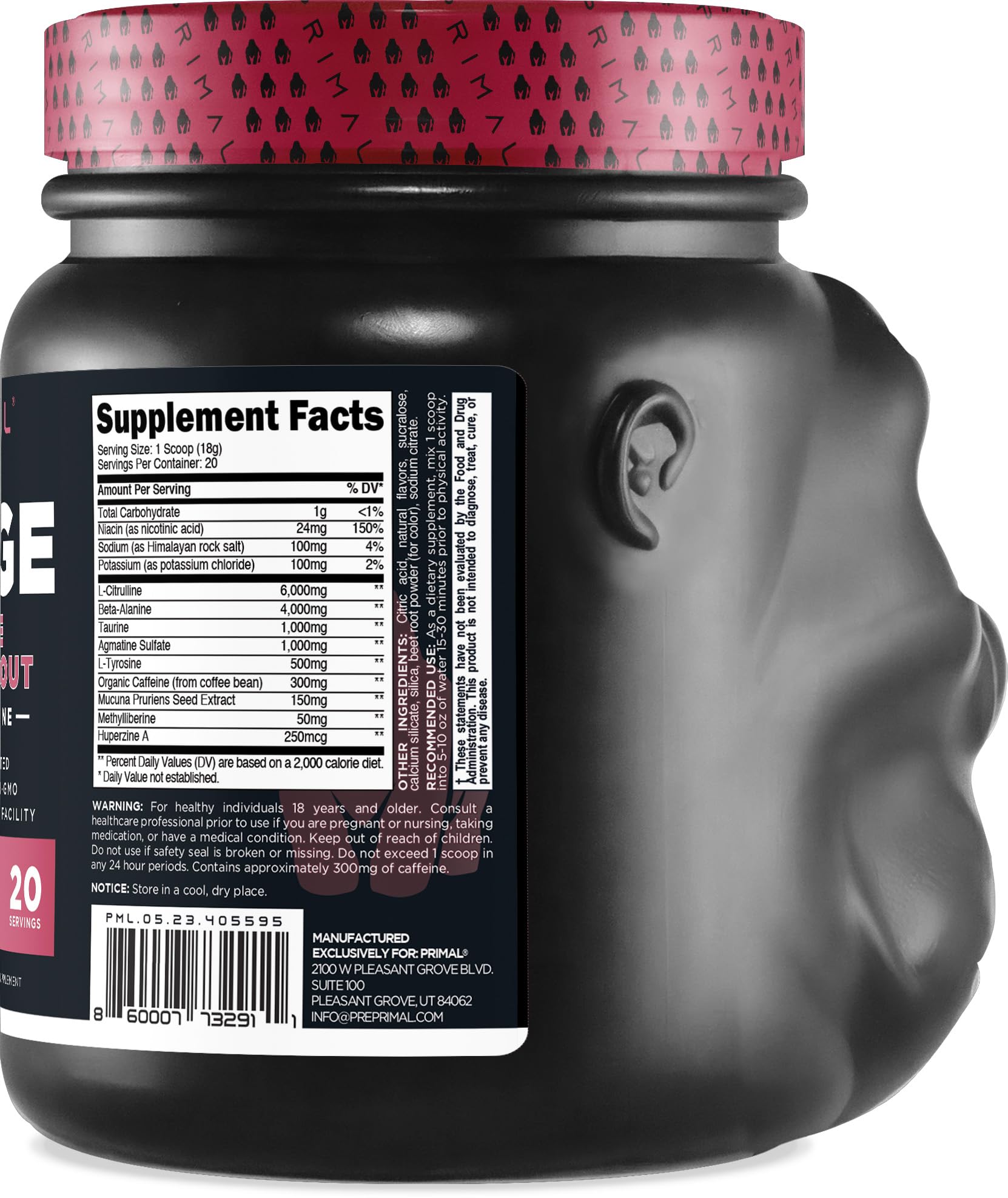 Primal Purge Xtreme ingredients blend label highlights caffeine and energy support.