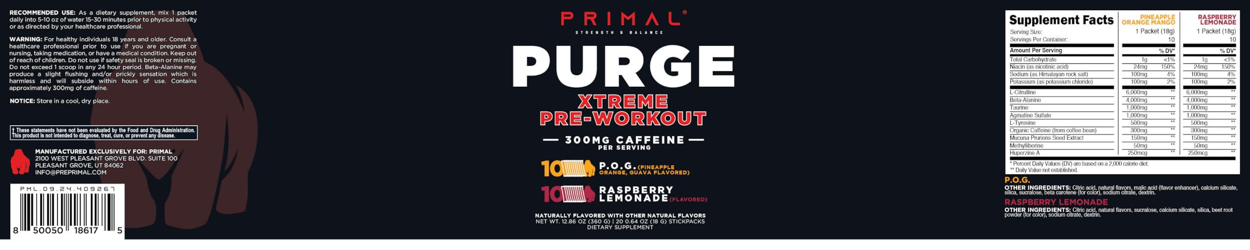 Primal Purge Xtreme single-serving packet designed for easy transport