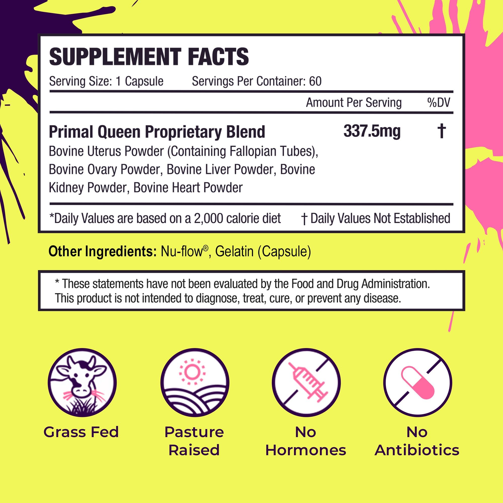 Primal Queen liver kidney heart capsules show core organ blend