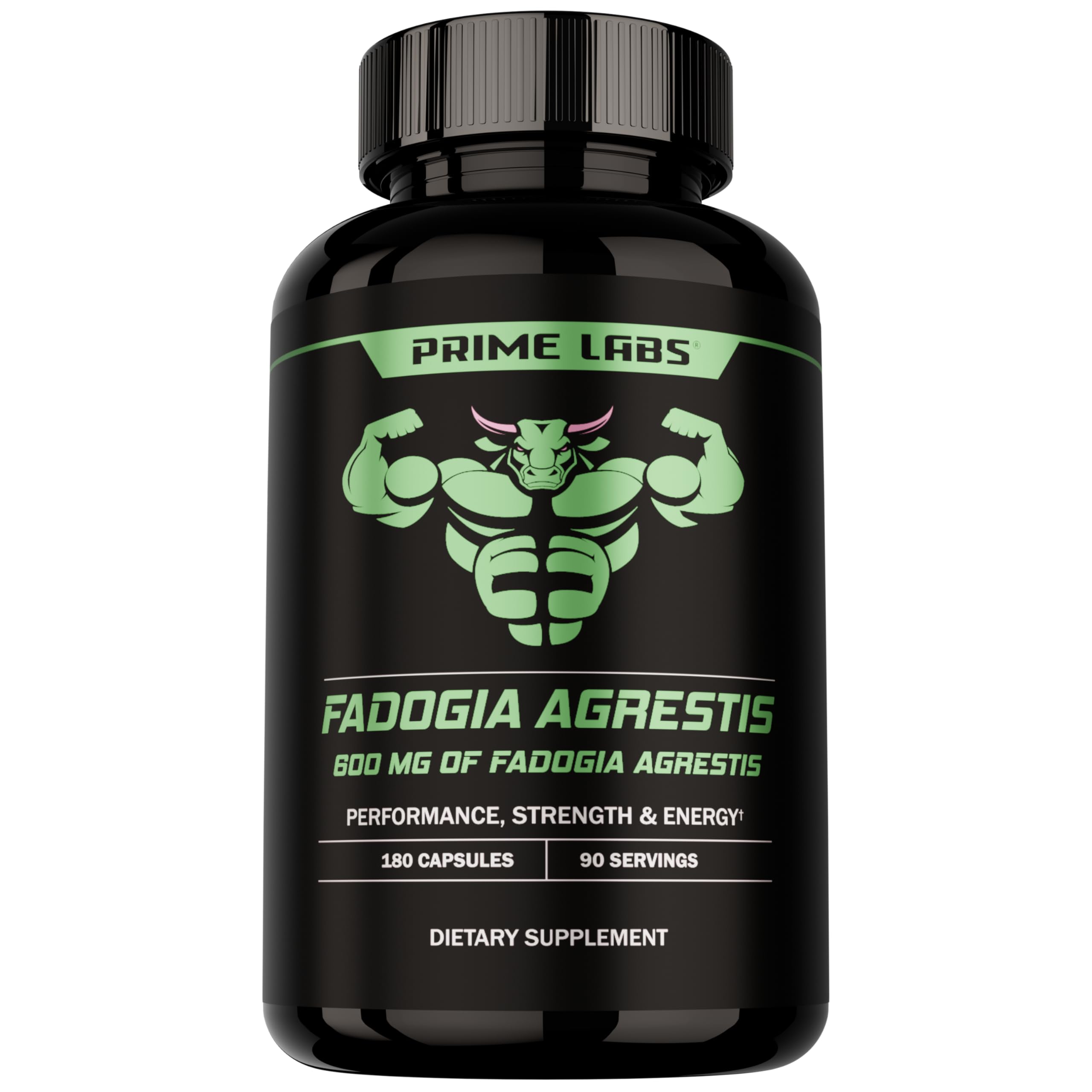Prime Labs Fadogia Agrestis bottle front showcasing 180-capsule packaging
