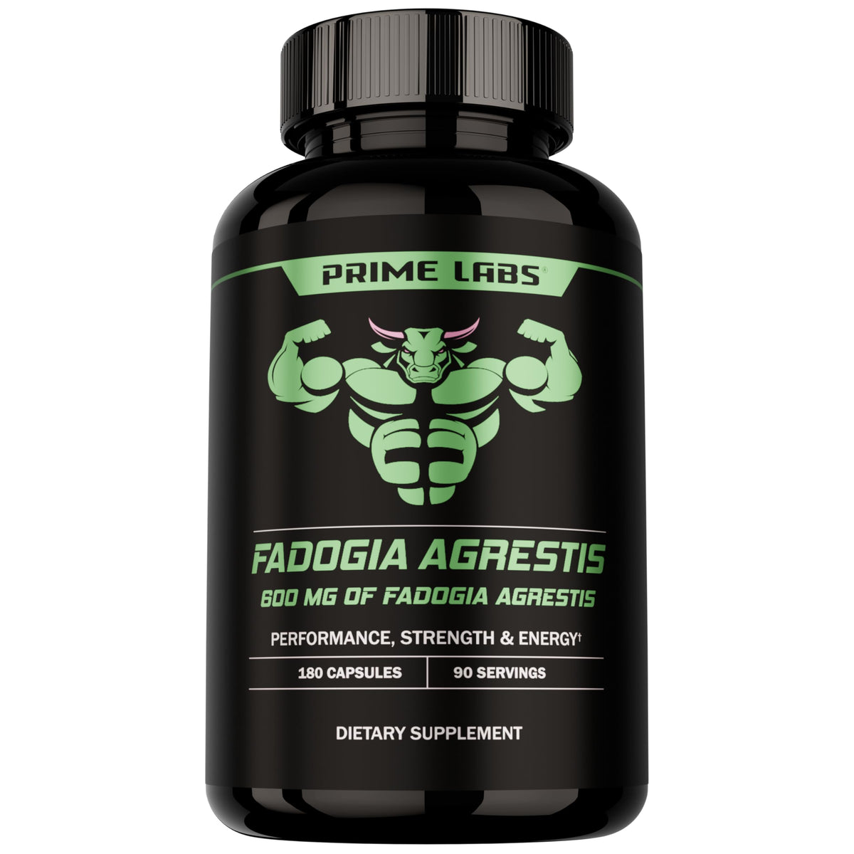 Prime Labs Fadogia Agrestis bottle front showcasing 180-capsule packaging