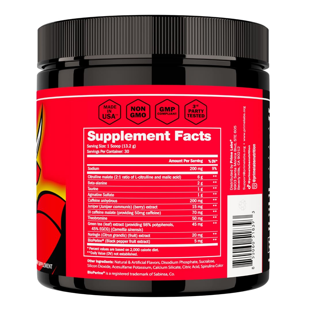 Prime Labs Pre Workout blue lemonade served in a glass energizing training