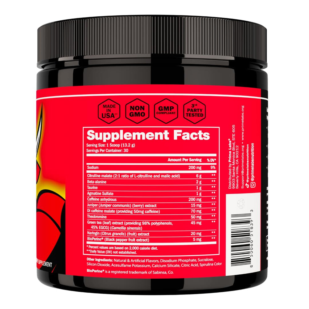 Prime Labs Pre Workout blue lemonade served in a glass energizing training