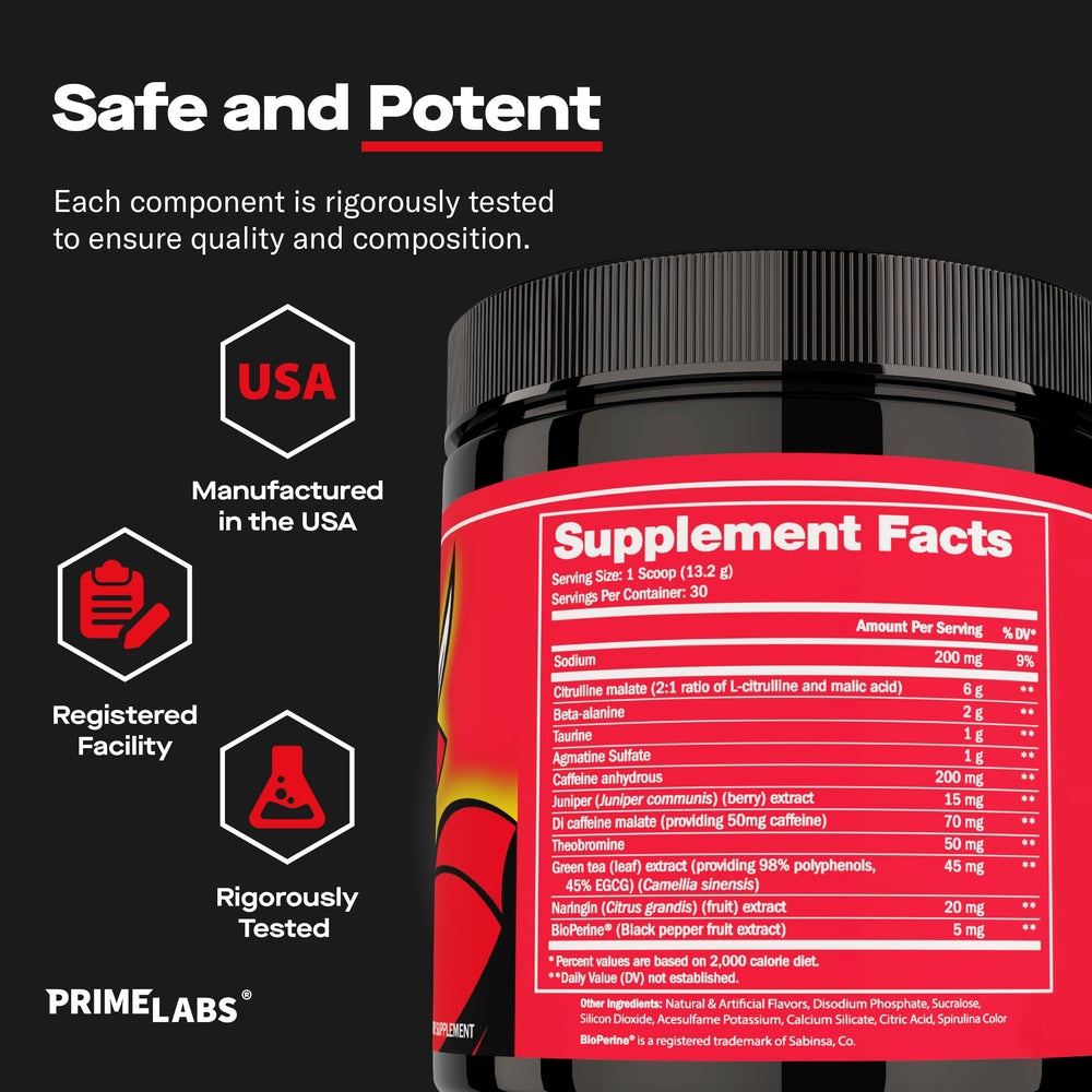 Prime Labs Pre Workout shaker bottle prepped for an on-the-go workout
